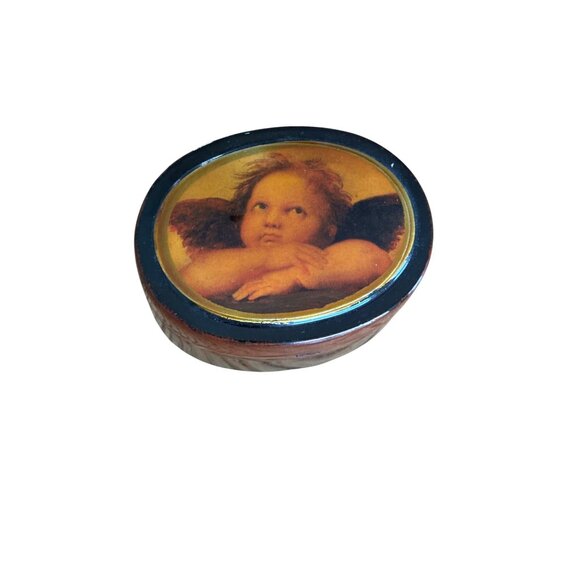 Vintage Cherub Image Lacquer Jewelry Box - Picture 8 of 8